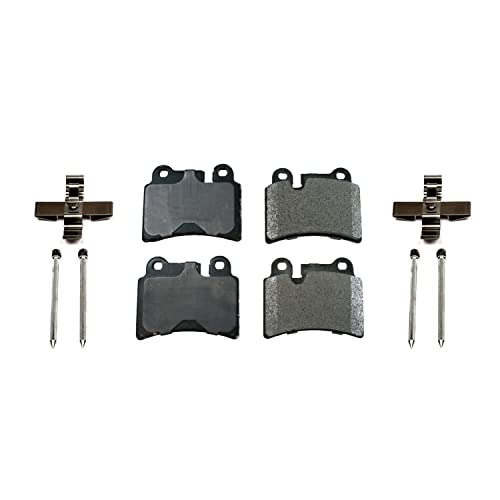 Image of Detroit Axle - Rear Ceramic Brake Pads with Hardware Set Replacement for 2007 2008 2009 2010 Volkswagen Touareg - 4pc Set