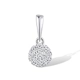 Santuzza 10K White Solid Gold Round Cluster Shape Genuine Diamond Dainty Pendant Without Chain for Women