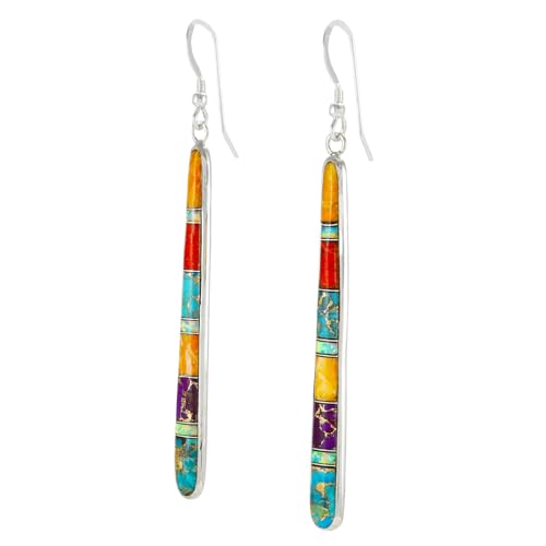 Turquoise Earrings in Sterling Silver & Genuine Gemstones (2.5" Long)4