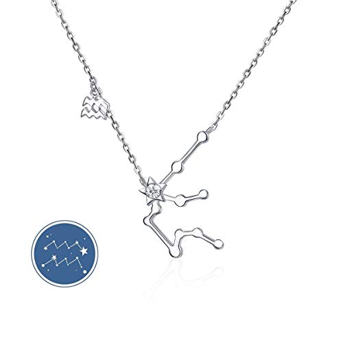 Preisvergleich Produktbild CRYSLOVE Aquarius Sternzeichen Kette Halsketten Damen 925 Sterling Silber 12 Konstellation Kristalle Anhänger Halskette Sternhoroskop Geburtstagsgeschenk