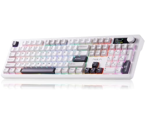 Image of AULA F106 Pro Wireless Keyboard Full Size Mechanical Gaming Keyboards | Full Size,Hot Swappable Custom,8000mAh,RGB Backlit,Creamy Pre-lubed Blaze Switches,PBT Keycaps,Tri-Mode BT /2.4GHz /USB-C