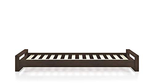 Image of Solid Sheesham Wood Single Bed Without Storage | Single Cot Wooden Palang | Space Saving Single Size Bed for Bedroom | Dark Walnut Finish, Mattress Size: 72x36 Inch