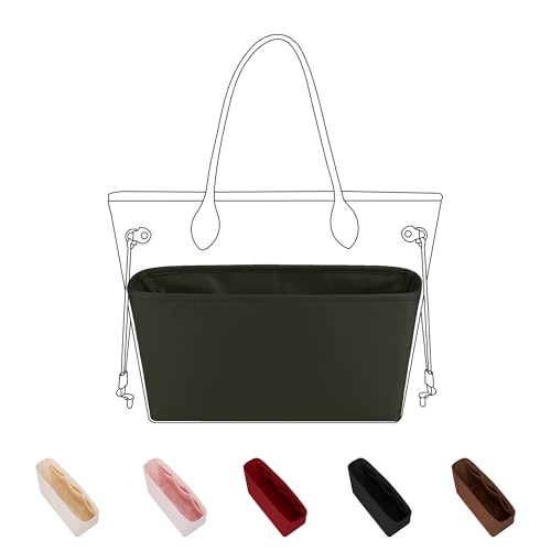  DGAZ borsa organizzatore in seta, interno borsa per Neverfull-BB/PM/MM/GM, inserto organizzatore leggero per borse donna (Vert Olive, MM)