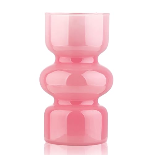 VanEnjoy Pink Glass Hydroponic Vase Colored Glass vase Flower Three-Layer 7 inch Cylinder vase for Home Dcor Modern Glass Vase for Home Office Wedding