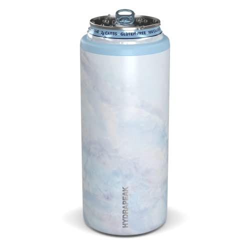 Hydrapeak Slim Can Cooler - Double Wall Insulated Skinny Can Cooler for All 12 oz. Hard Seltzer and Beer Slim Cans, Stainless Steel Can Insulator (Cloud Marble Gloss)