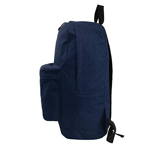 K-Cliffs Classic Bookbag Basic Backpack Simple School Book Bag Casual Student Daily Daypack 18 Inch With Curved Shoulder Straps Navy Blue #TOP2