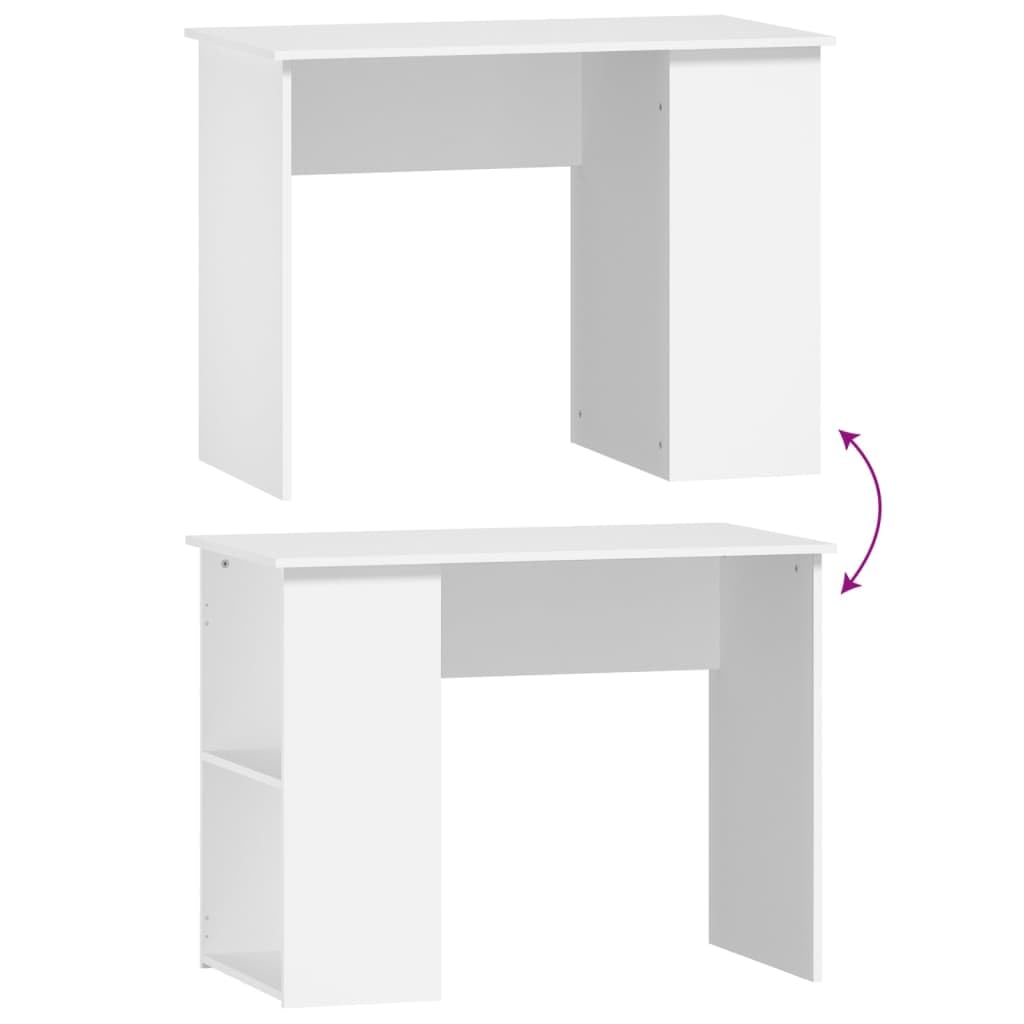 Scrivania bianca in legno, 100 x 55 x 75 cm, moderna scrivania per computer con 2 scomparti, ideale per casa, ufficio, postazione di lavoro per studenti, stabile e facile da pulire