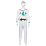 Xiao Wu Eighth Josuke Higashikata White Uniform Outfit Clothes Cosplay Costume (Male XL)