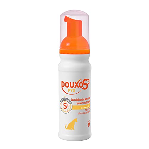DOUXO S3 PYO Mousse |für Hunde & Katzen |Schaum Pflege gegen Bakterien & Hefepilze | Reinigend & Feuchtigkeitsspendend | Hypoallergener Duft | 150 ml