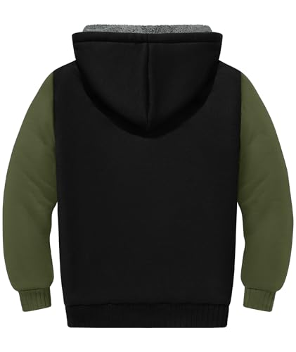 Image of ZITY Boys Zip Up Hoodie Fleece Jacket Kids Sherpa Lined Sweatshirts Outerwear Unisex Warm Winter Coat 6-15 Years Old