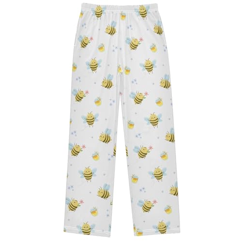 Boy's Pants Fly Bee Flower Jogger Pants Elastic Waist Long Bottoms Trousers with Pockets 6-14 Years
