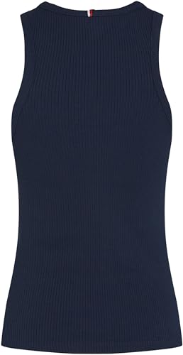 Tommy Hilfiger Damen Top Slim Rib Tank Top mit Stretch, Blau (Dark Night Navy), XS – Ansicht 4