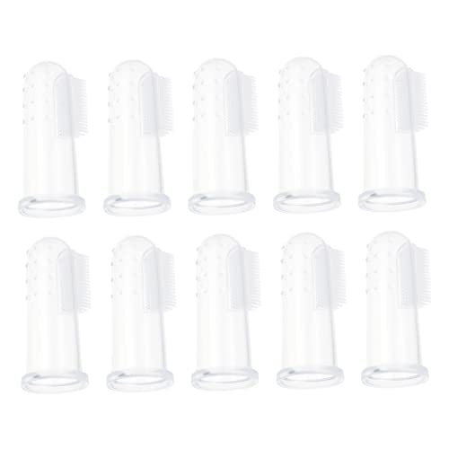 VANZACK 10Sets Silicone Finger Toothbrushes for Dogs and Cats Pet Oral Massagers for Teeth Cleaning Lightweight and Portable Durable Design Transparent Case