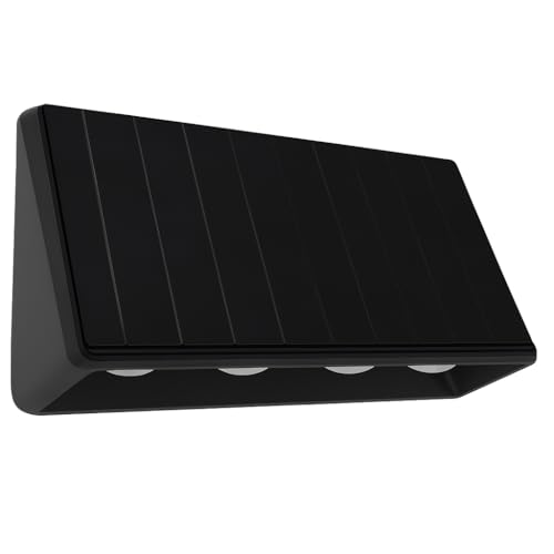 Solar Wall Light 3CCT – Warm/Neutral/Cool White | 1200mAh LiFePO4 Battery, 1.1W Solar Panel, IP65 Waterproof, Automatic Dusk-to-Dawn | Outdoor Downlight for Gardens, Patios, Doorways