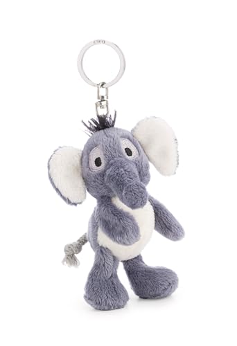 62732 Porte-clés, Éléphant El-Flora, 10 cm, Gris, Compagnon en Peluche pour Sac à Dos ou Sac, Porte-clés pour Petits et Grands
