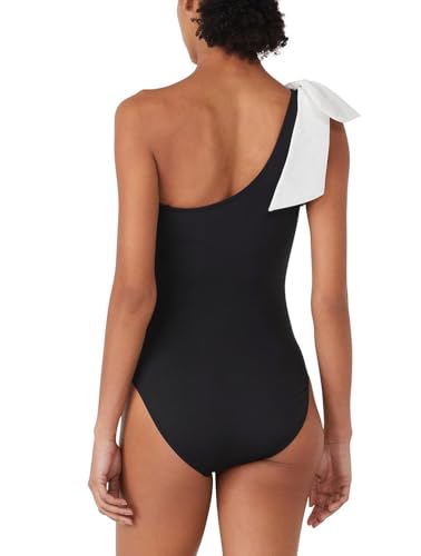 kate spade new york Womens Solid Bow One Shoulder One Piece2