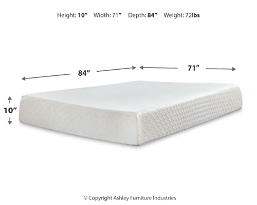 Image of Signature Design by Ashley California King Size Chime 10 Inch Medium Firm Memory Foam Mattresswith Green Tea & Charcoal Gel for Pressure Relief, Fiberglass Free, Mattress In A Box