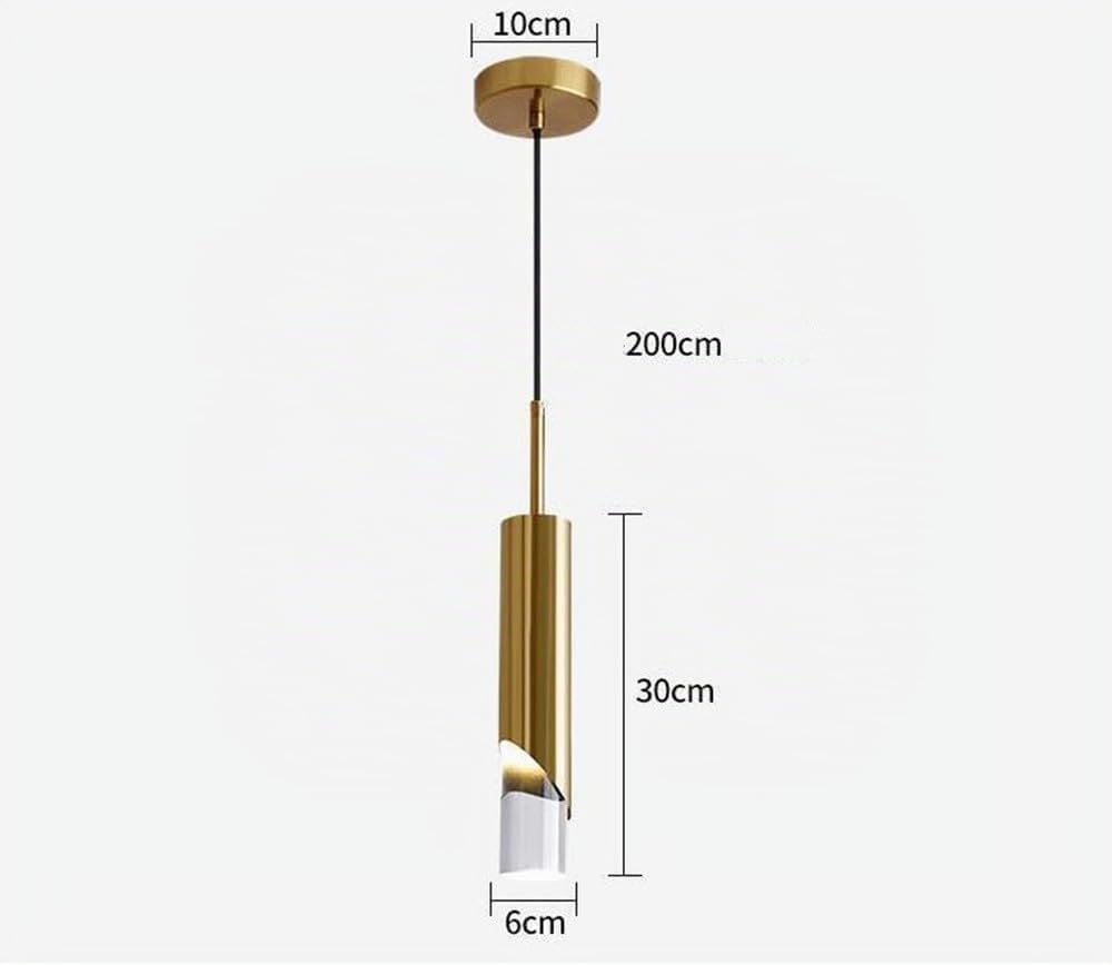 Lampada a sospensione LED Camera da letto comodino luce pendente moderno disegno luci sospese minimalismo lampadario 4500K lampadario Per soggiorno sala da pranzo cucina 6 * 30 cm,D'oro