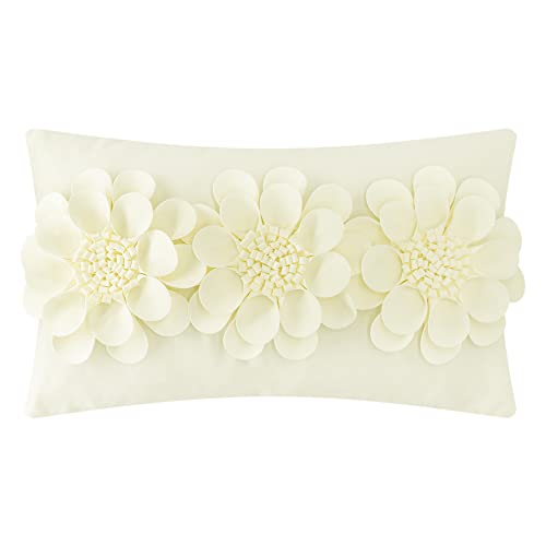 JWH 3D Flower Throw Pillow Cover Decorative Floral Accent Pillow