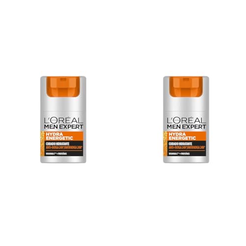 L'Oréal Men Expert Crema hidratante antifatiga para hombre, Crema Hydra Energetic para hombre con Vitamina C*, Combate la apariencia de ojeras e hidrata la piel - 50 ml (Paquete de 2)