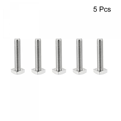 Image of uxcell Square Head Bolt, 5pcs M8x40mm Fully Thread 304 Stainless Steel Grade C Square Machine Screws