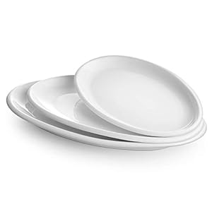 DOWAN Large Serving Platter, 16″/14″/12″ Oval Platters Oven Safe, White Serving Plates for Wedding Decor, Ceramic Serving Dish for Entertaining Food, Set of 3