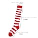 GKJU Striped Knee High Socks for Womens Outdoor Athletic Sports Tube Socks Tall Stockings(XB3289 Black red/wide stripes)