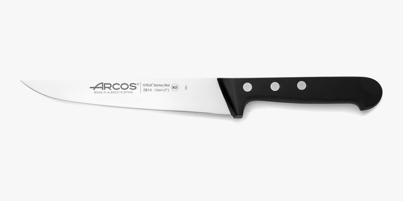 Arcos Küchenmesser aus Nitrum Edelstahl 18 cm - Design für den täglichen Gebrauch mit Komfort und Langlebigkeit - Schwarzer Griff aus Polyoxymethylen, Serie Universal