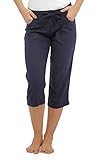 INSIGNIA Ladies Womens Linen Casual Trousers Crop 3/4 Short with Pocket New 10-24 Size (Navy, 18)