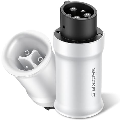 ShockFlo Tesla to J1772 Adapter, 80A 250V Max-Compact and Lightweight J1772 EVs Adapter J1772 EVs for Tesla Destination Charger Mobile Connector Wall Connector,White Cover