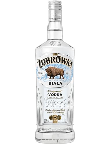 Żubrówka Biała Vodka | 37.5% ABV | 1 Litre | Made in Poland | Pure & Smooth | For Cocktails & Mixing