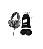 beyerdynamic DT 770 PRO 80 Ohm Over-Ear Studio Headphones in Gray Bundle with EDT 770 VB Ear Pad Set Velour in Black (2 Products)