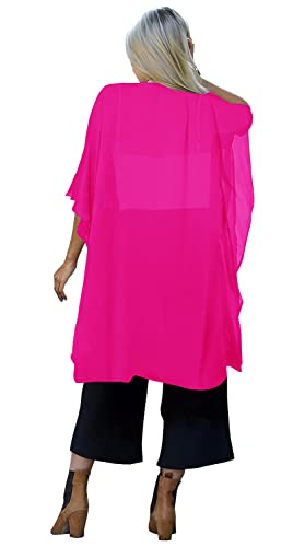 Image of Indian Trendy Women's Solid Puff Sleeve Kimono Long Cardigan Loose Cover Up Casual Blouse Top Chiffon