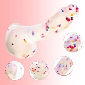 7.6 Inch  Realistic Dildos, Human Safety Material,Medical Silicone, with Powerful Suction Cups, Suitable for Women/Men/Gay, Adult Toys for Women or Beginer (Colorful): Colorful