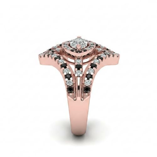 Image of Choose Your Gemstone Royal Empress Ring rose gold plated Marquise Shape Halo Engagement Rings Affordable for your Girlfriend, Wife, Partner Wedding US Size 4 to 12