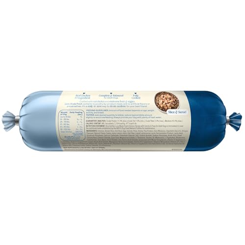 Image of Blue Buffalo Love Made Fresh Natural Adult Dog Food, Refrigerated, Chicken with Carrots and Peas, Fresh Dog Food, Ready-to-Serve, 1-lb Roll