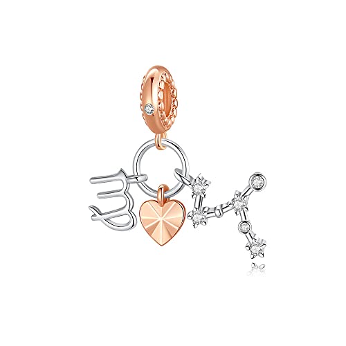 NINGAN Ciondolo Segno Zodiacale Originale Charm Argento Sterling 925 Compatibile con Braccialettie Collane Vergine(08/23-09/22)