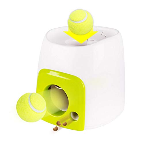 NGwenyicanI Pelota de tenis interactiva 2 en 1, juguete lanzador de perro, juguete para mascotas, lanzador automático de pelotas de mascotas, dispositivo de emisión.
