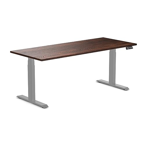Image of Desky Dual Softwood Sit Stand Desk American Rustic Pine 72 inch Grey