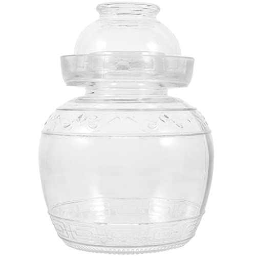 Angoily Glass Fermenting Jar Glass Pickle Jar, Traditional Chinese Fermentation Crock with Water Seal Lid, Pickle Pot for Pickling Kimchi Sauerkraut Vegetables (Size)