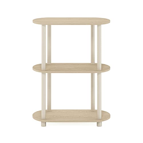 Image of Furinno Turn-N-Tube No Tools 3-Tier Modern Oval Side Display Rack, Bauhaus Oak /Beige