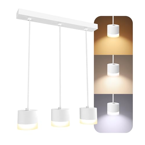 SSC-LUXon VORA Pendelleuchte 3-flammig weiß - Hängelampe mit einstellbarer Lichtfarbe warmweiß neutralweiß kaltweiß - Esstischlampe 230V 3W