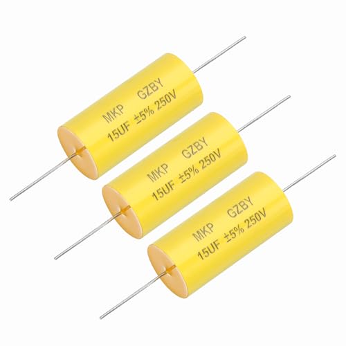 sourcing map 3Pcs 15uf Frequency Divider Capacitor, 250V Axial Audio Speaker Crossover MKP Film Capacitor