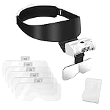Lupas iluminadas: las lupas de cabeza con 2 luces LED garantizan una gran área de iluminación uniforme. Sus ángulos de iluminación también se pueden regular libremente. 2 Brillo ajustable para cumplir con diferentes requisitos de iluminación. Alimentado por baterías recargables (1 hora de carga puede durar de 3 a 6 horas de uso).