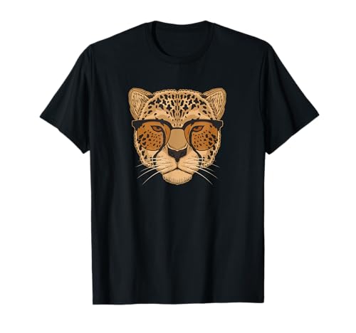 Funny Nerdy Hipster Sunglasses Kids Cheetah Lover Camiseta