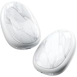 coldSky Handwärmer Wiederaufladbar 2 Pack, Kieselsteinoptik Magnetische Elektrische Tragbare Heizung 4000mAh, Wiederverwendbare, 3 Einstellungen Schnelles Aufheizen, Draußen Weiß