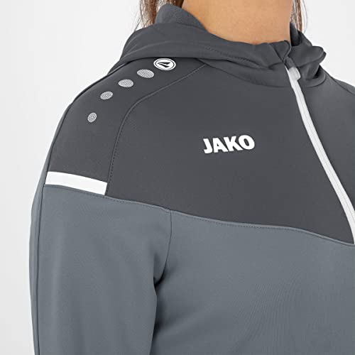 JAKO Damen Kapuzenjacke Champ 2.0, Steingrau/Anthra Light, 44 – Ansicht 5