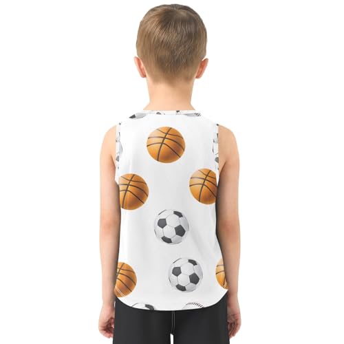 Boys' Tank Top Shirt White Background Basketball Football Baseball Pattern Sleeveless T-Shirts3
