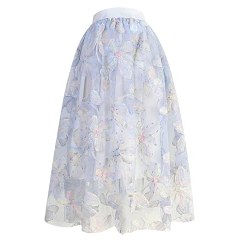 Jupe midi plissée taille haute en tulle vaporeux Hdhdeueh 03
