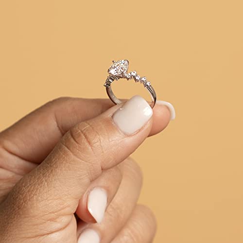 Peora 1.50 Carats Oval Cut Moissanite Engagement Ring And Wedding Band Bridal Set Scattered Side Stones 925 Sterling Silver, D-E Color, Vvs Clarity, Size 7 #TOP5